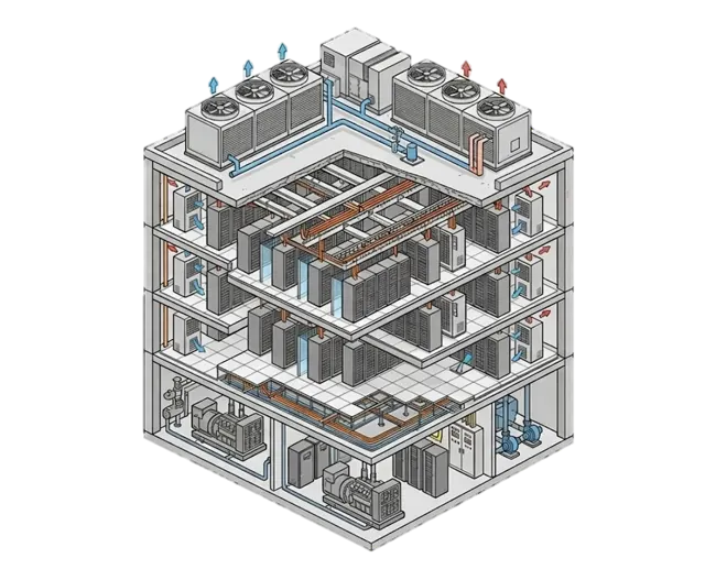 Standard data center rendering: multi-storey building