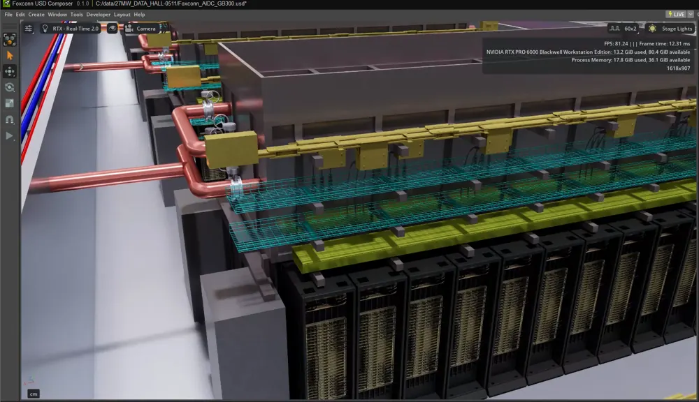 Digital twin view of the Foxconn 27 MW data center